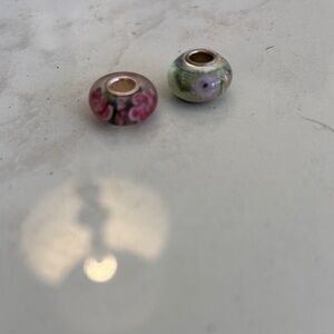 Pandora Pink and Green Charm Beads